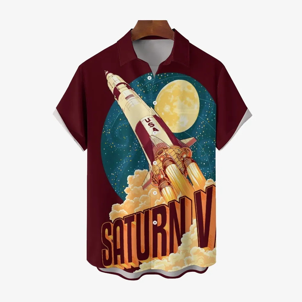 Men's Saturn V Styalized Casual Short Sleeve Shirt 2402000252