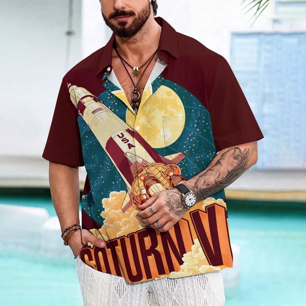 Men's Saturn V Styalized Casual Short Sleeve Shirt 2402000252