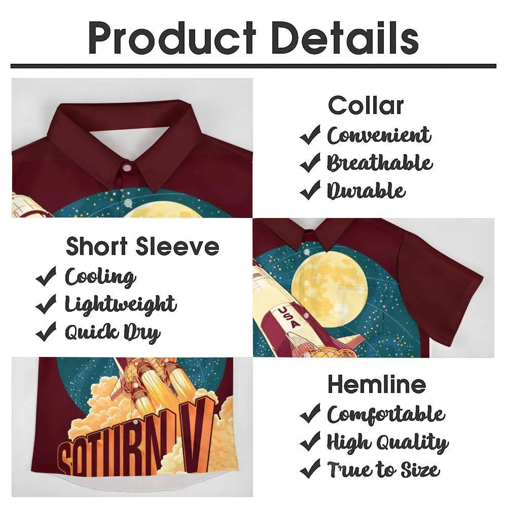 Men's Saturn V Styalized Casual Short Sleeve Shirt 2402000252