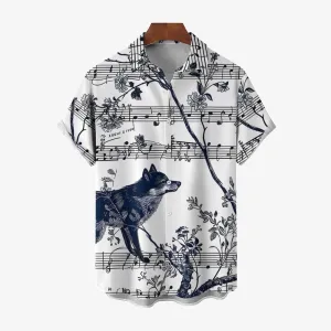 Men's Sheet Wolf Art Print Casual Short Sleeve Shirt 2404000842
