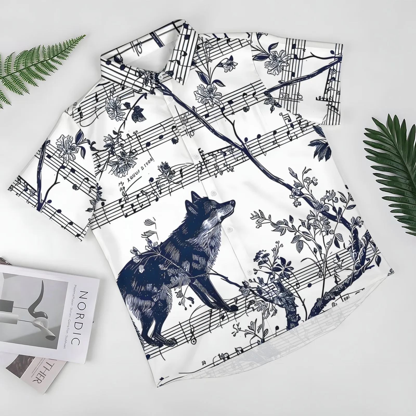 Men's Sheet Wolf Art Print Casual Short Sleeve Shirt 2404000842