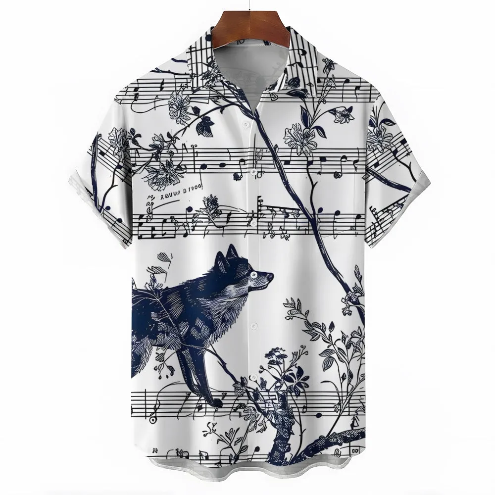 Men's Sheet Wolf Art Print Casual Short Sleeve Shirt 2404000842