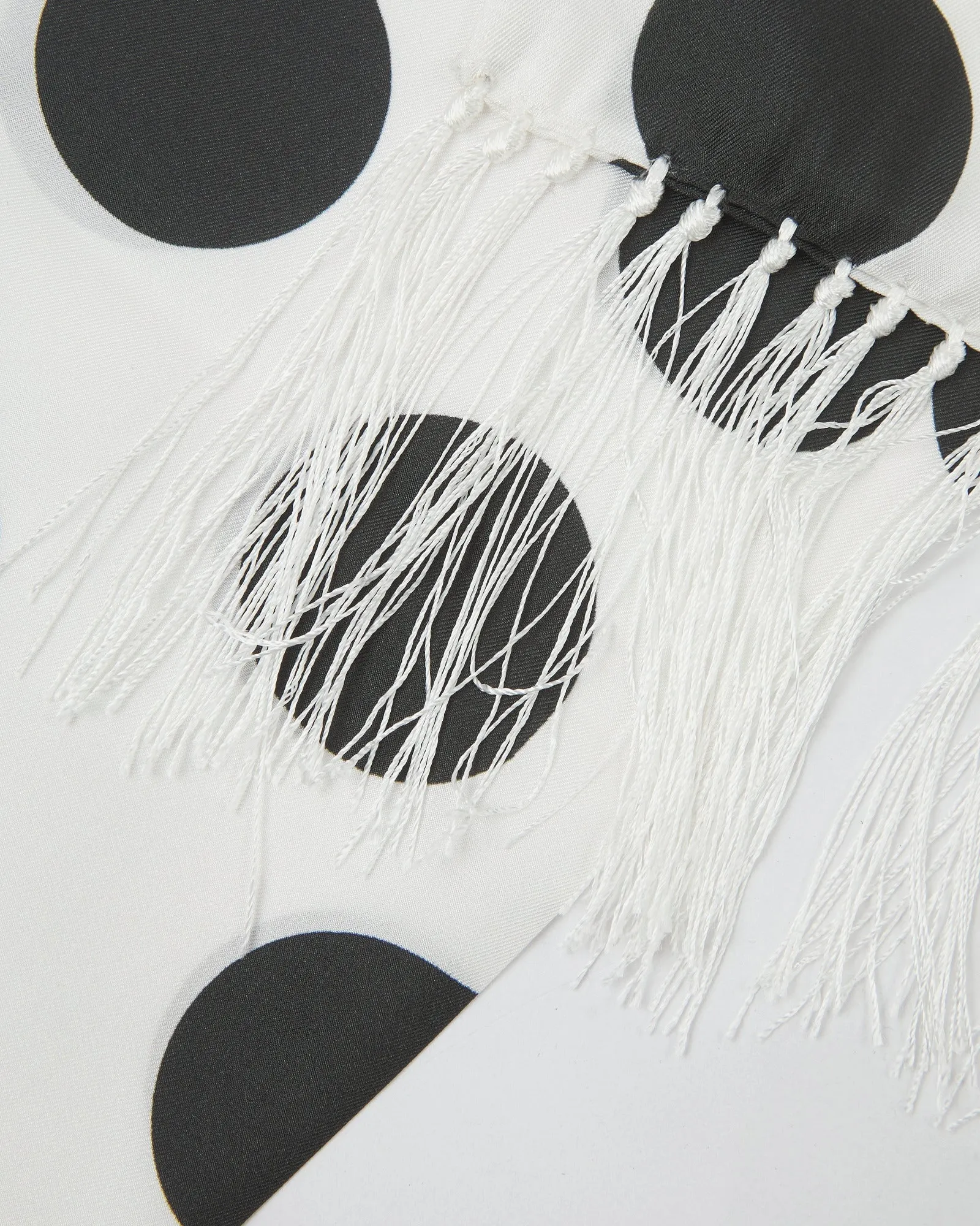 Men's Silk Aviator Scarf in Black & White Spots - The Gable