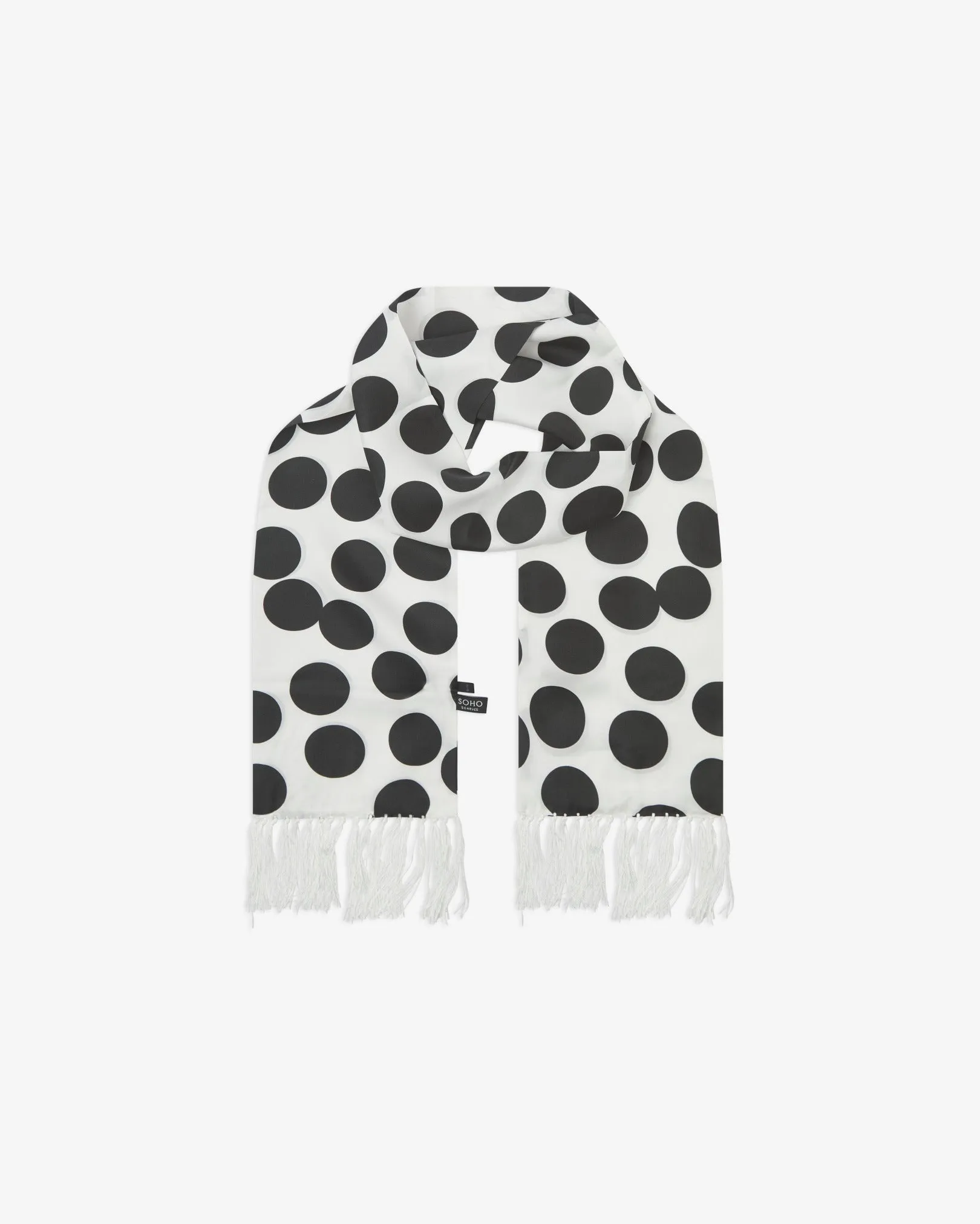 Men's Silk Aviator Scarf in Black & White Spots - The Gable