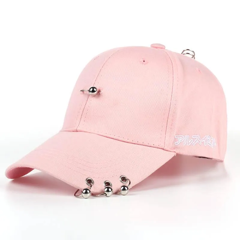 Mens Snapback Hats Solid Color Iron Ring Decor Cotton Hats Women Kpop Simple Baseball Caps 201