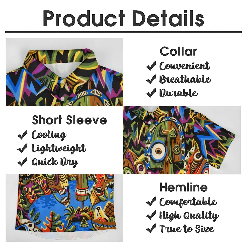 Men's TIKI Art Print Casual Short Sleeve Shirt 2404000288