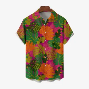 Men's Tropical Botanical Print Casual Short Sleeve Shirt 2404000061