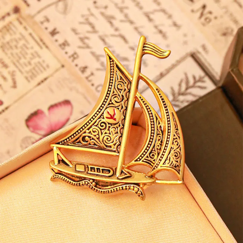 Mihmily brand-retro sailboat niche simple exquisite brooch