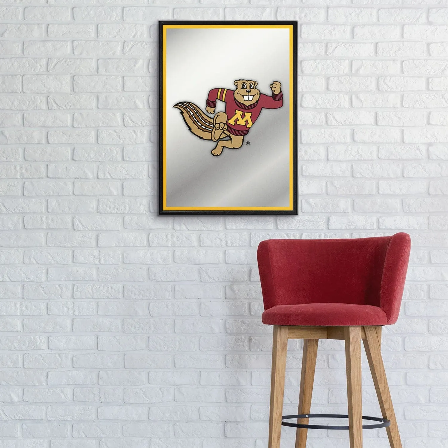 Minnesota Golden Gophers: Mascot - Framed Mirrored Wall Sign