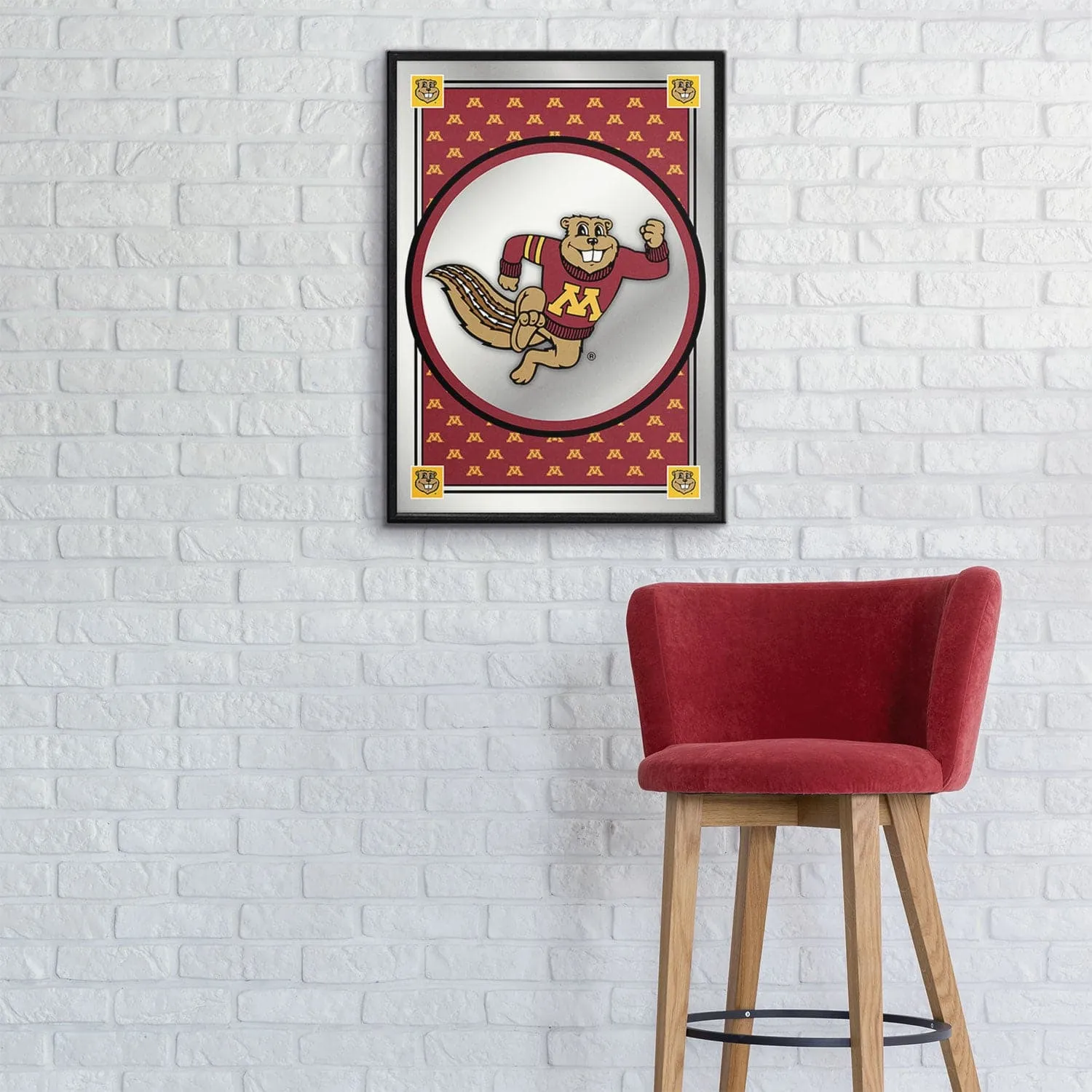 Minnesota Golden Gophers: Team Spirit, Mascot - Framed Mirrored Wall Sign