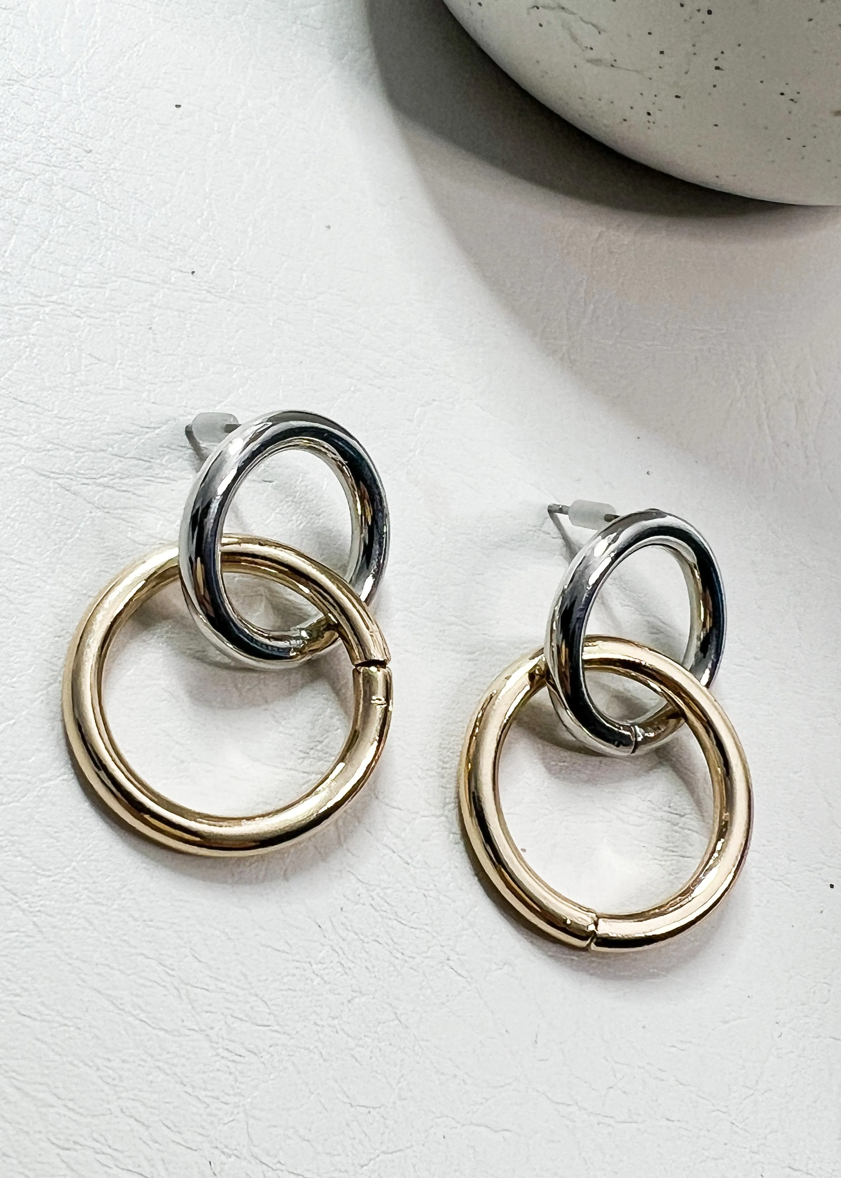 Mixed Metal Double Link Earrings