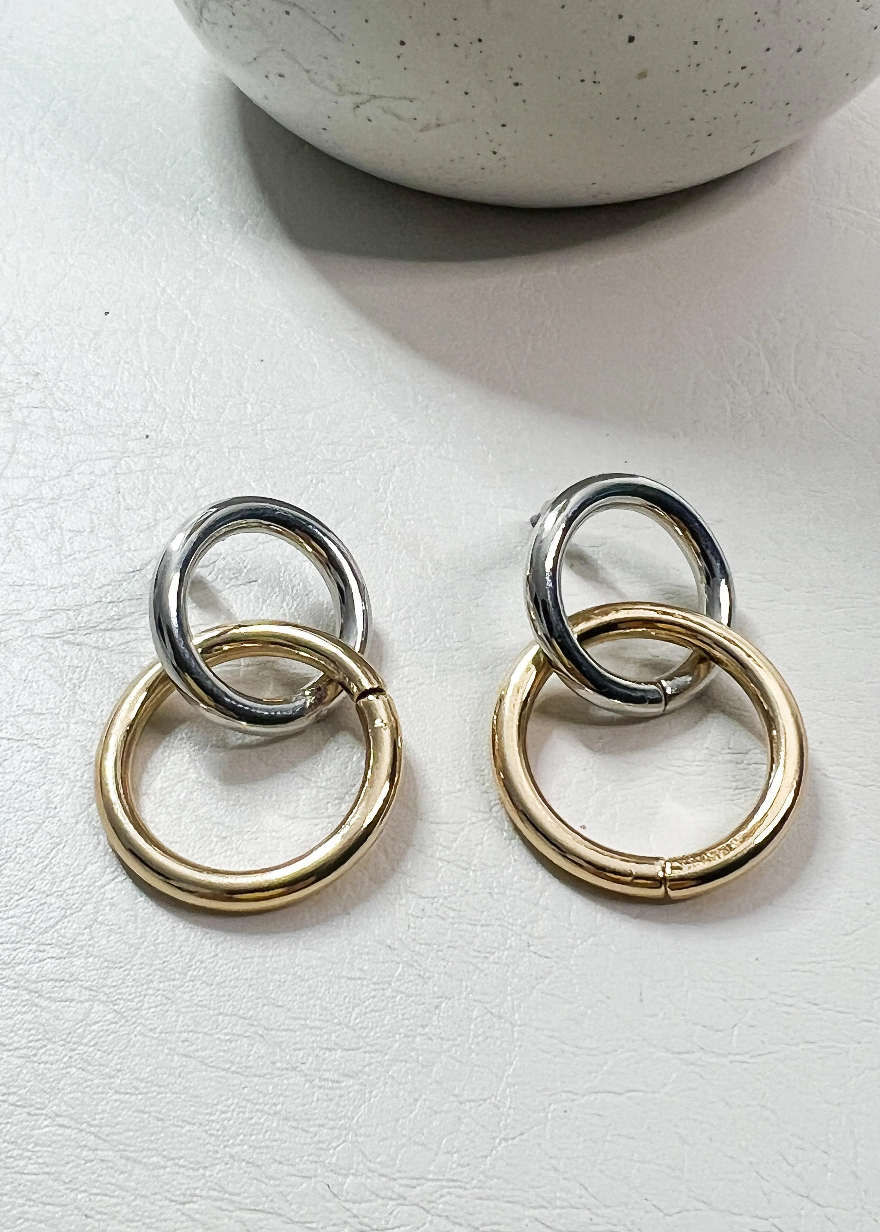 Mixed Metal Double Link Earrings
