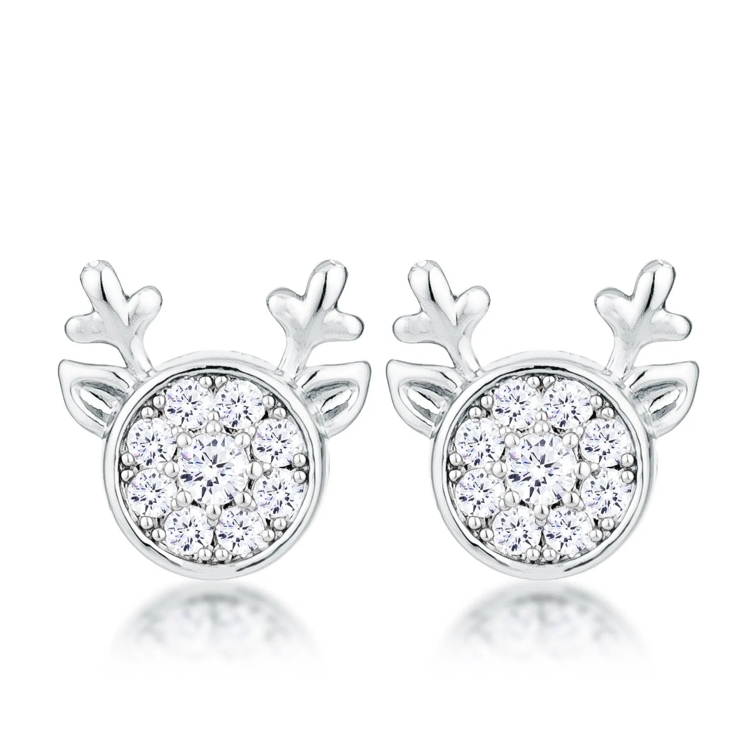 Nala Reindeer CZ Silver Earrings