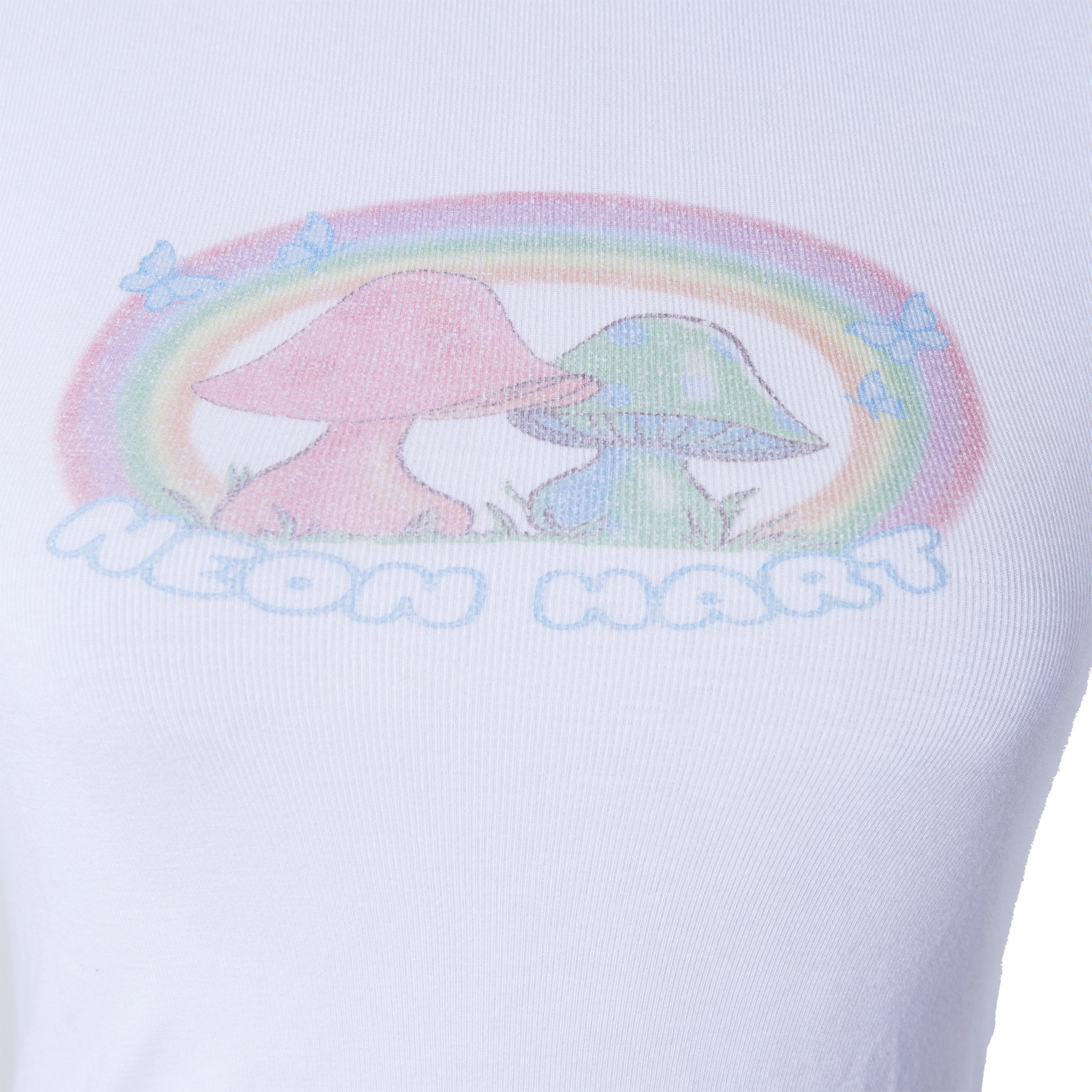 Neon Hart White Printed Crop T Shirt