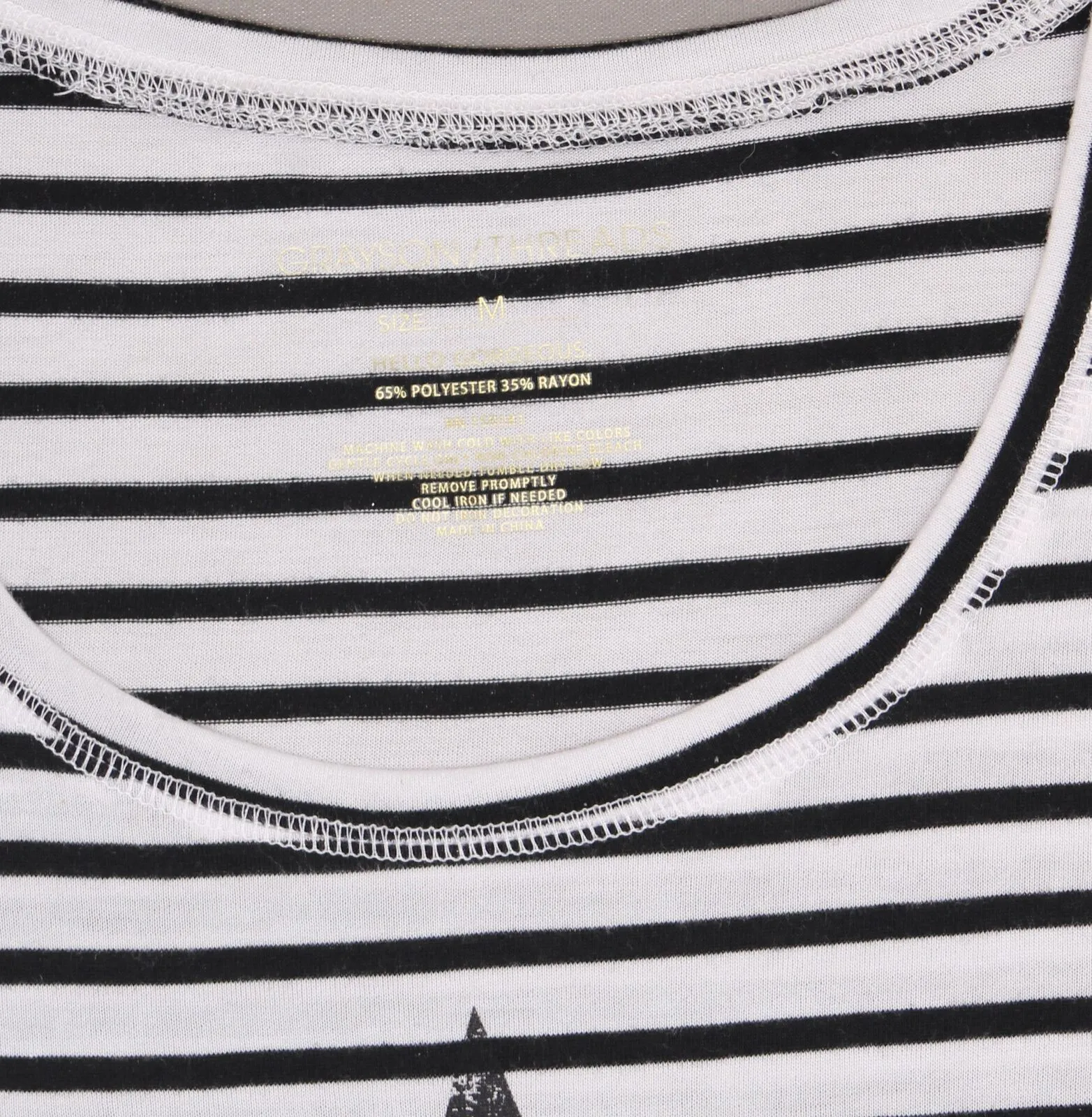 New Grayson Threads Women s Short Sleeve Striped Star Print T-Shirt Medium
