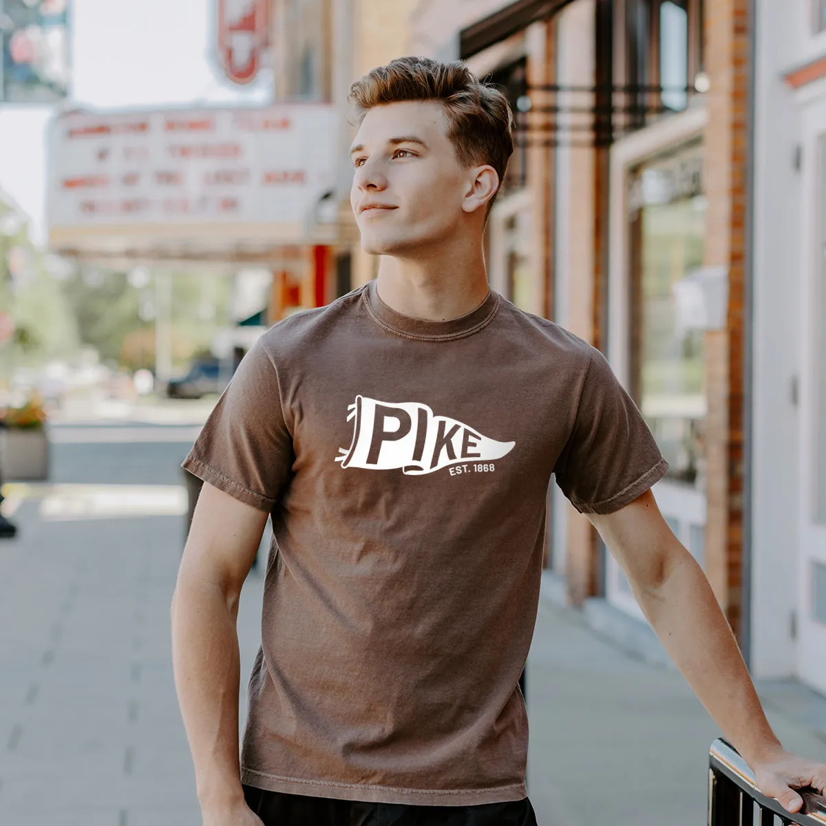 New! PIKE Brown Pennant Short Sleeve Tee