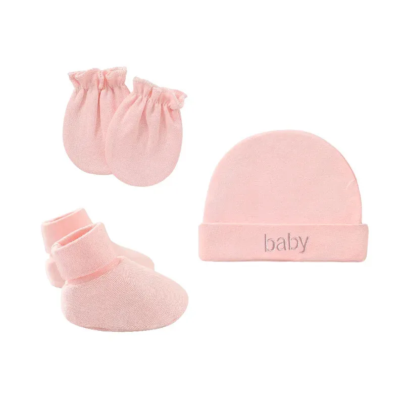 Newborn Hat Gloves Socks Set for Baby Cotton Fall Casual Photography Props Soft Headwear Infant Nightcap Fashion