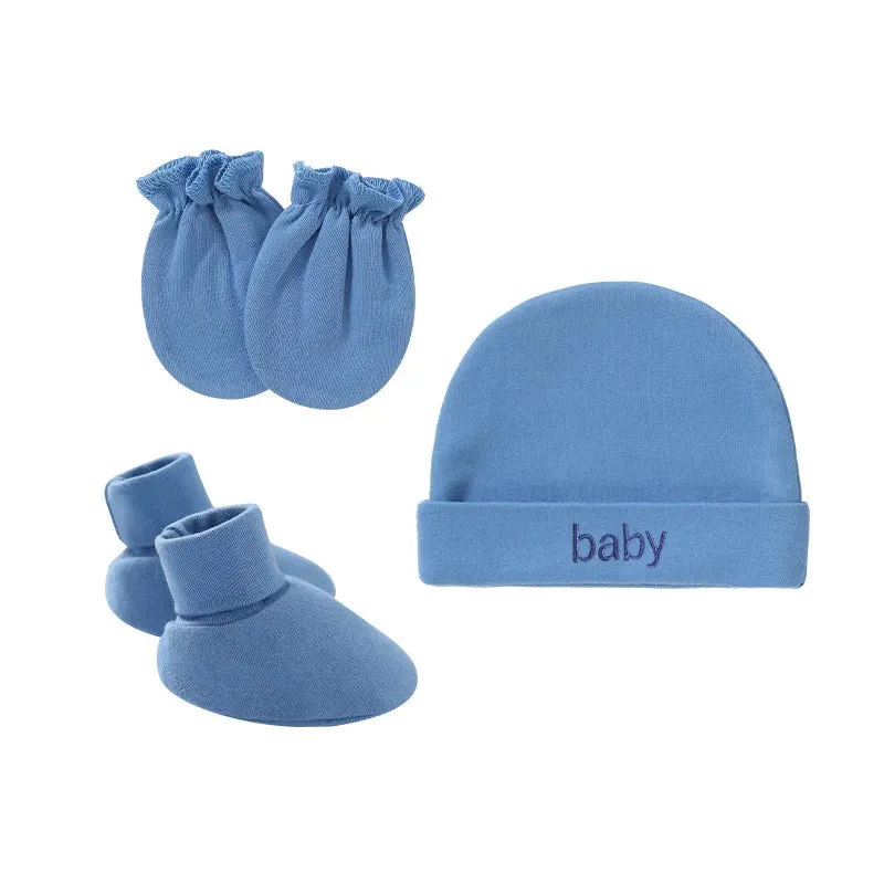Newborn Hat Gloves Socks Set for Baby Cotton Fall Casual Photography Props Soft Headwear Infant Nightcap Fashion