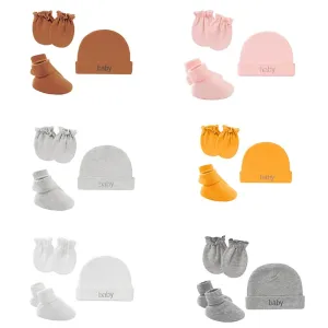 Newborn Hat Gloves Socks Set for Baby Cotton Fall Casual Photography Props Soft Headwear Infant Nightcap Fashion