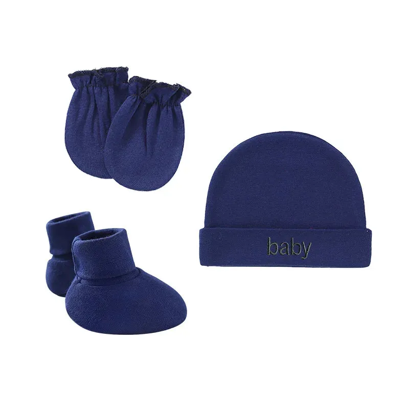 Newborn Hat Gloves Socks Set for Baby Cotton Fall Casual Photography Props Soft Headwear Infant Nightcap Fashion