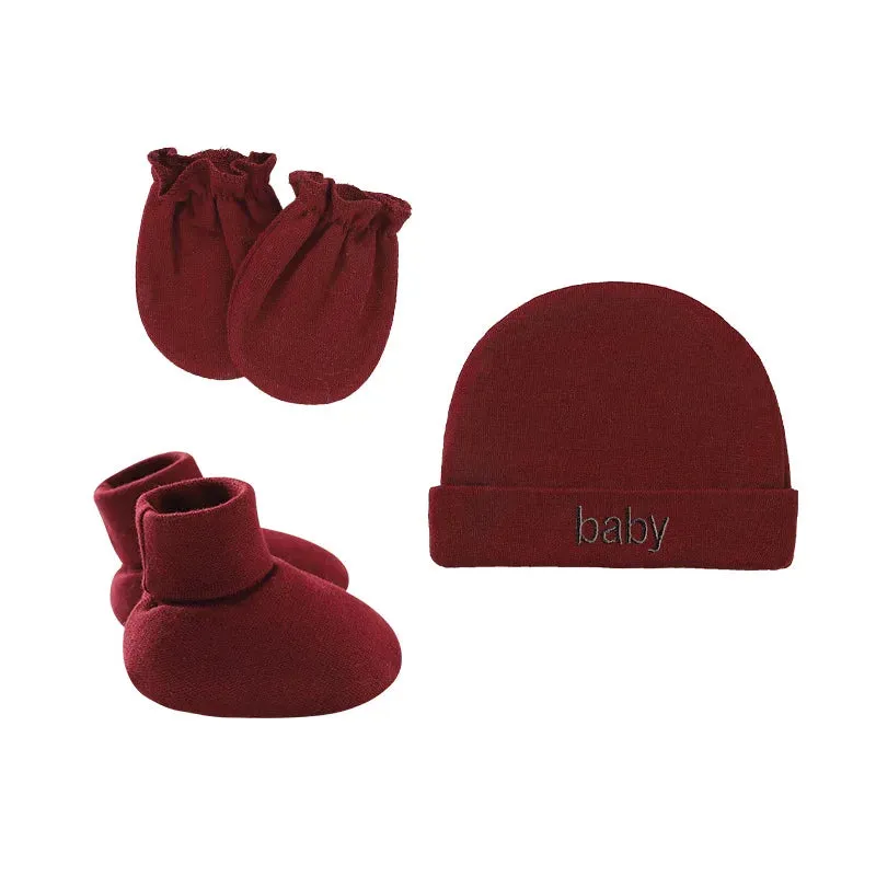 Newborn Hat Gloves Socks Set for Baby Cotton Fall Casual Photography Props Soft Headwear Infant Nightcap Fashion