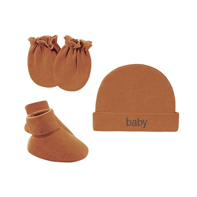 Newborn Hat Gloves Socks Set for Baby Cotton Fall Casual Photography Props Soft Headwear Infant Nightcap Fashion