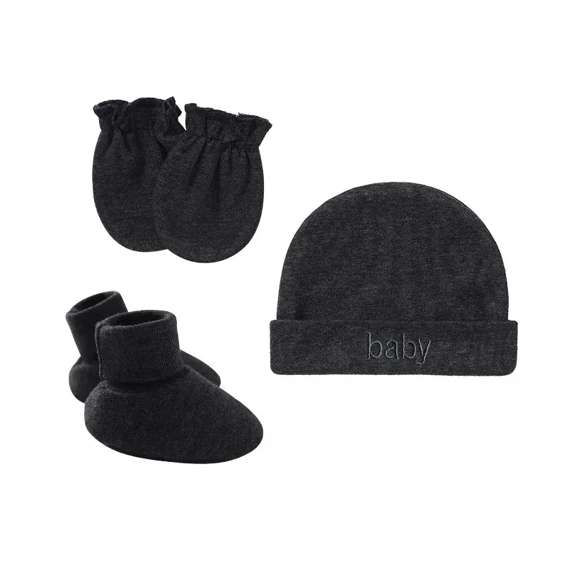 Newborn Hat Gloves Socks Set for Baby Cotton Fall Casual Photography Props Soft Headwear Infant Nightcap Fashion