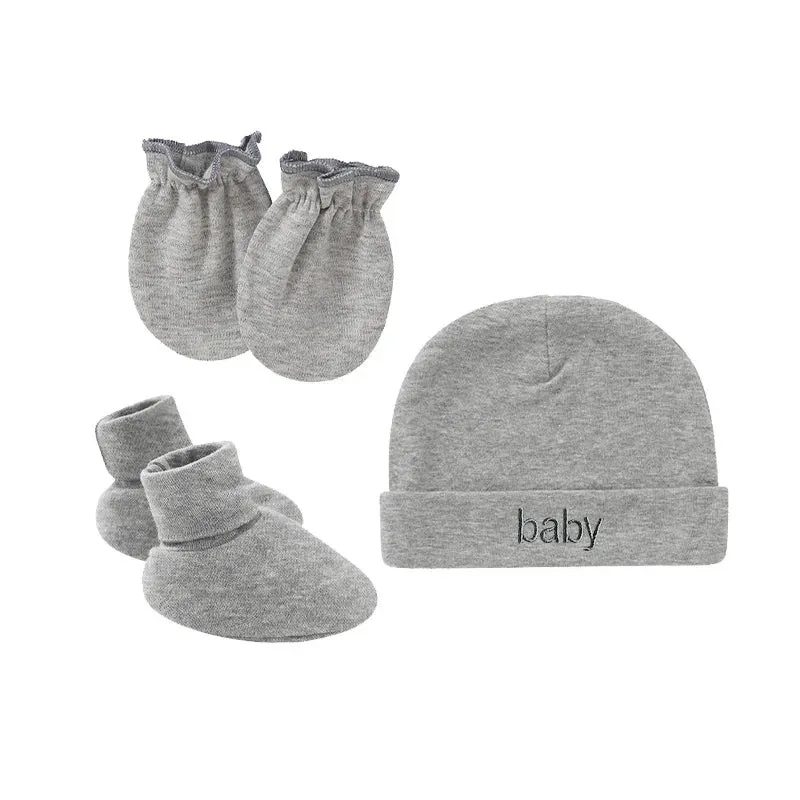 Newborn Hat Gloves Socks Set for Baby Cotton Fall Casual Photography Props Soft Headwear Infant Nightcap Fashion