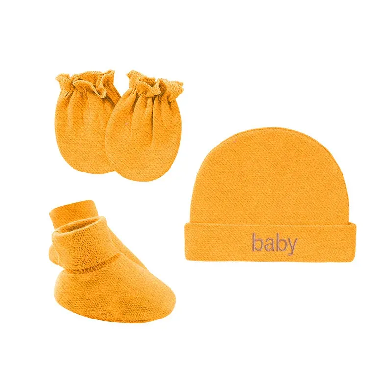 Newborn Hat Gloves Socks Set for Baby Cotton Fall Casual Photography Props Soft Headwear Infant Nightcap Fashion