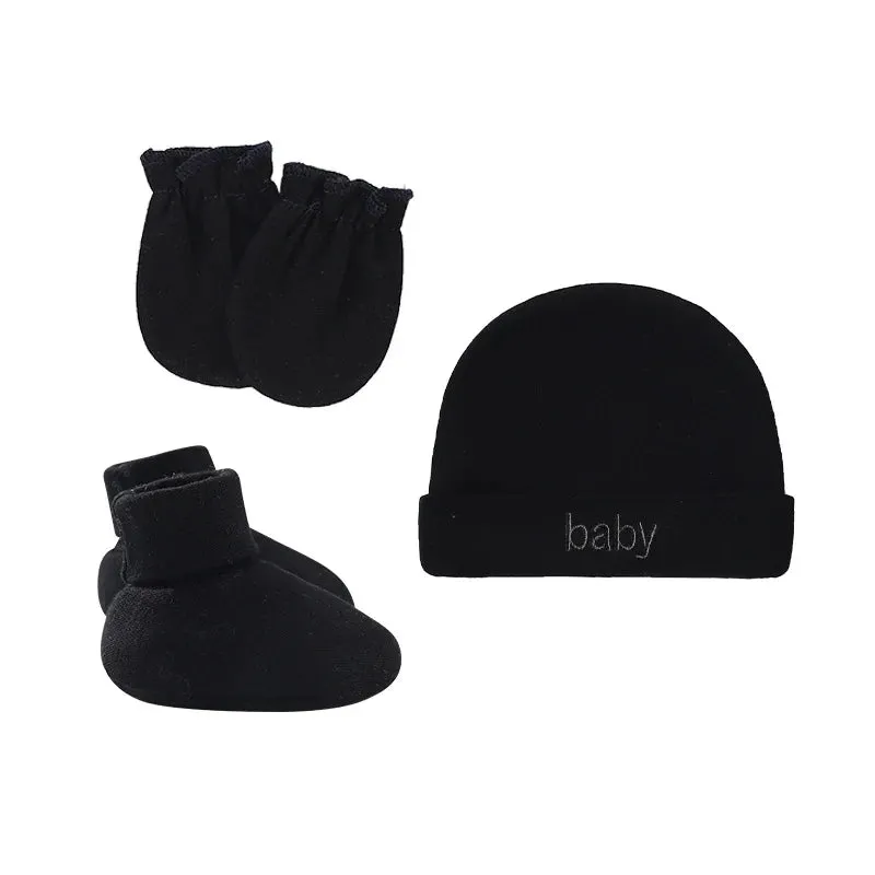Newborn Hat Gloves Socks Set for Baby Cotton Fall Casual Photography Props Soft Headwear Infant Nightcap Fashion
