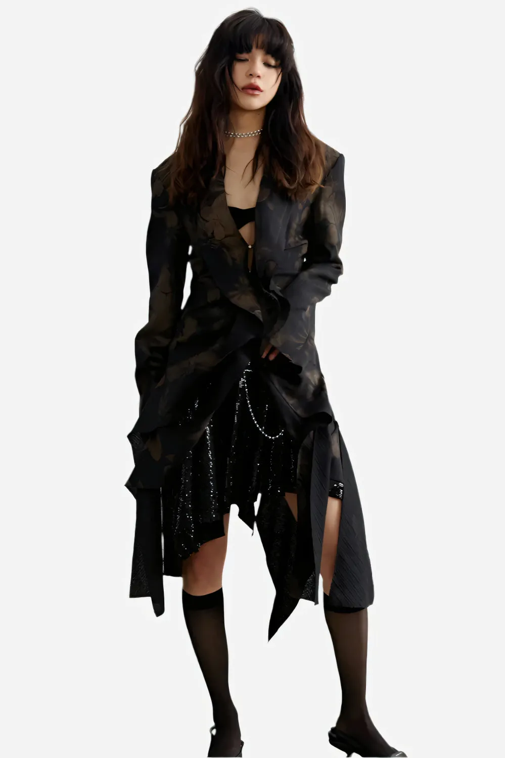 Nocturnal Rose Asymmetric Blazer