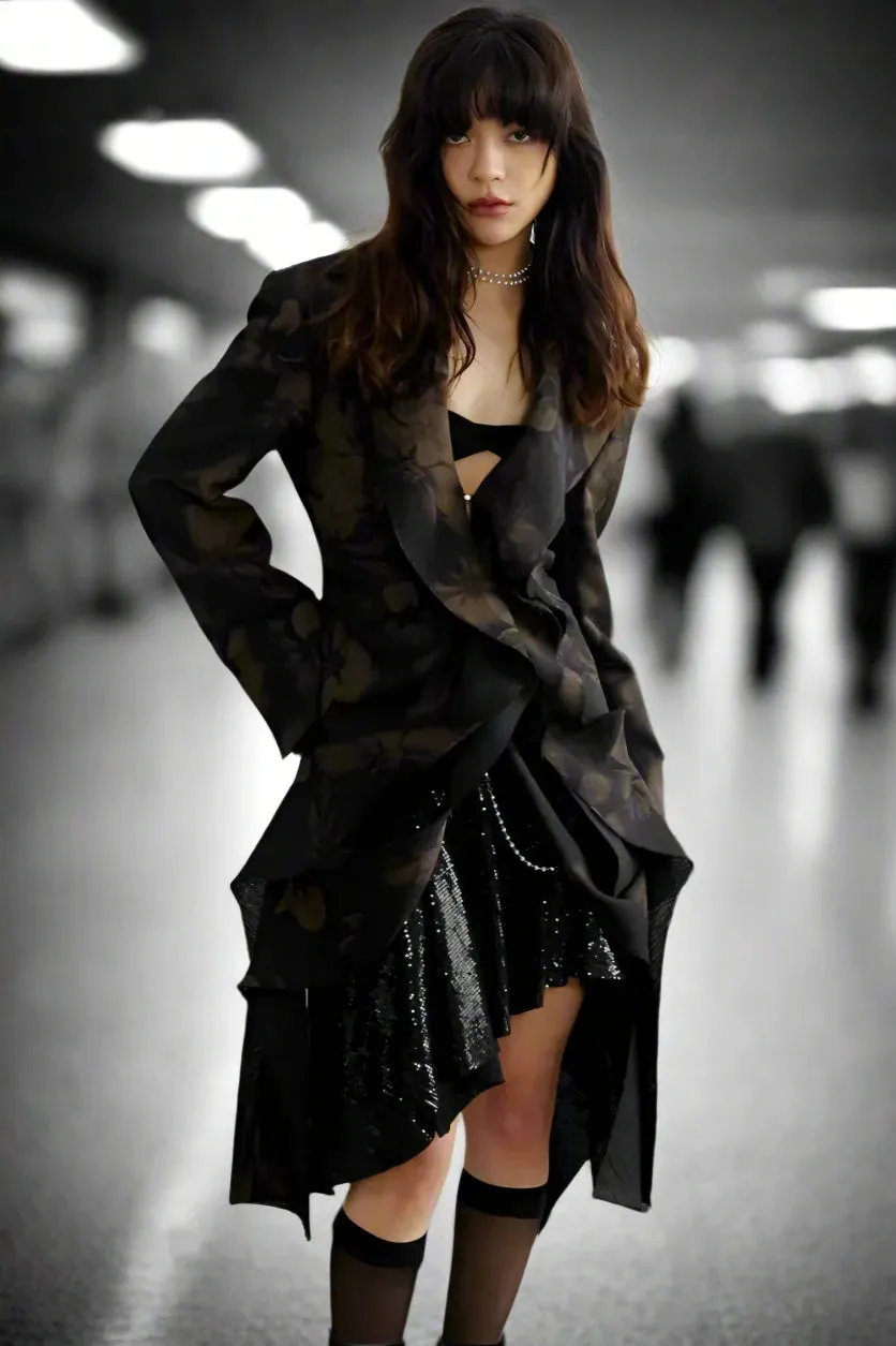 Nocturnal Rose Asymmetric Blazer