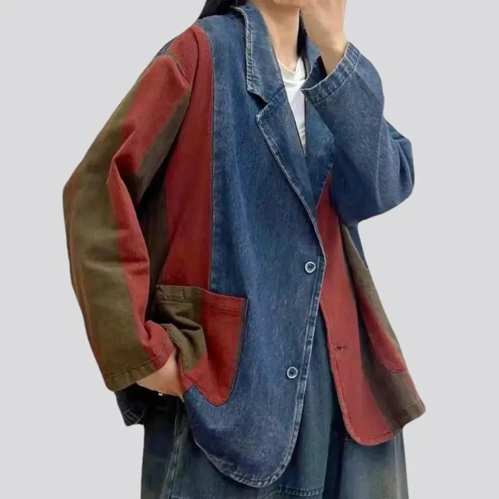 Patchwork fashion jean blazer for ladies