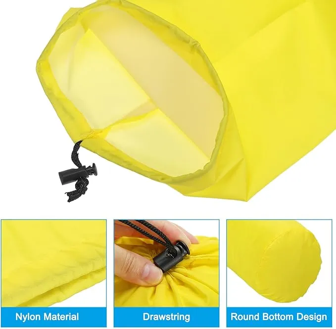 PATIKIL Stuff Sack, 3 Pack Assorted S/M/L Waterproof Outdoor Storage Sack Portable Drawstring Dust Flap Bag for Camping, Sky Blue, Gray, Yellow