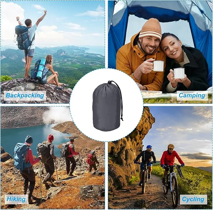 PATIKIL Stuff Sack, 5 x 10 Inch Waterproof Outdoor Storage Sack Portable Drawstring Dust Flap Bag for Camping, Dark Gray