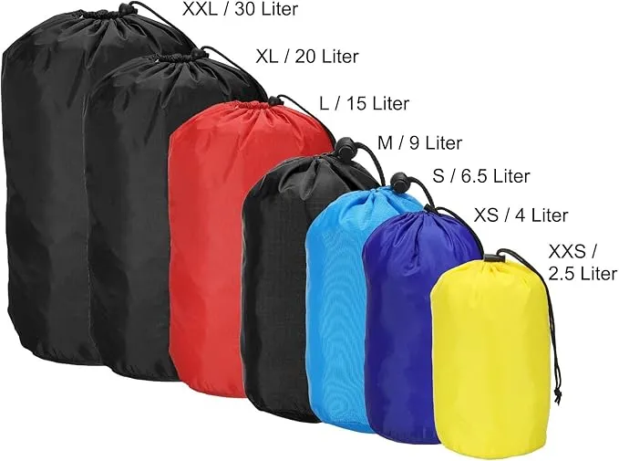 PATIKIL Stuff Sack, 5 x 10 Inch Waterproof Outdoor Storage Sack Portable Drawstring Dust Flap Bag for Camping, Dark Gray