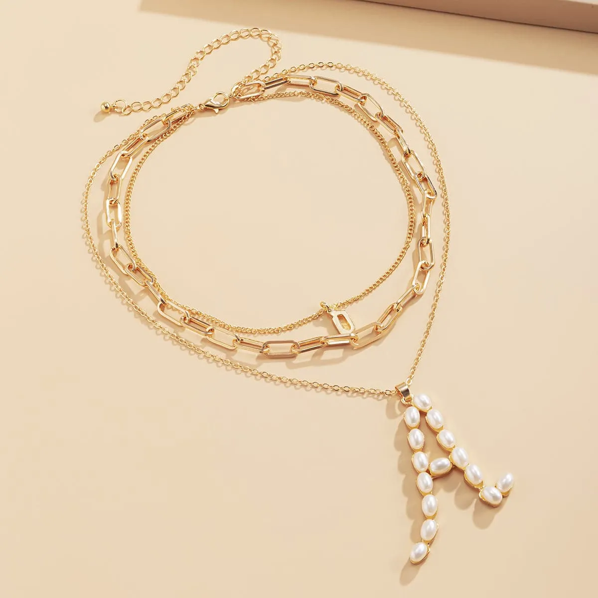 Pearl & 18K Gold-Plated 'A' Initial Pendant Necklace