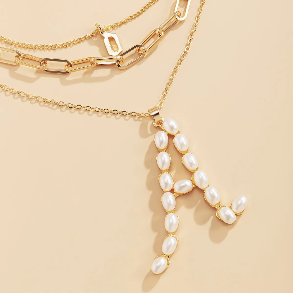 Pearl & 18K Gold-Plated 'A' Initial Pendant Necklace