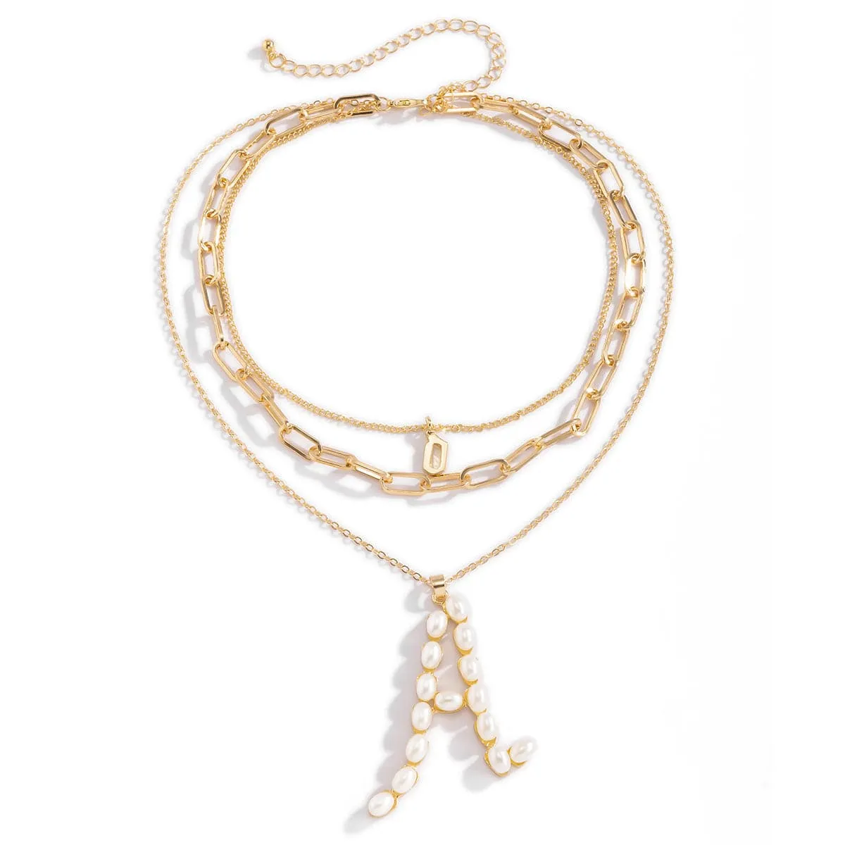 Pearl & 18K Gold-Plated 'A' Initial Pendant Necklace