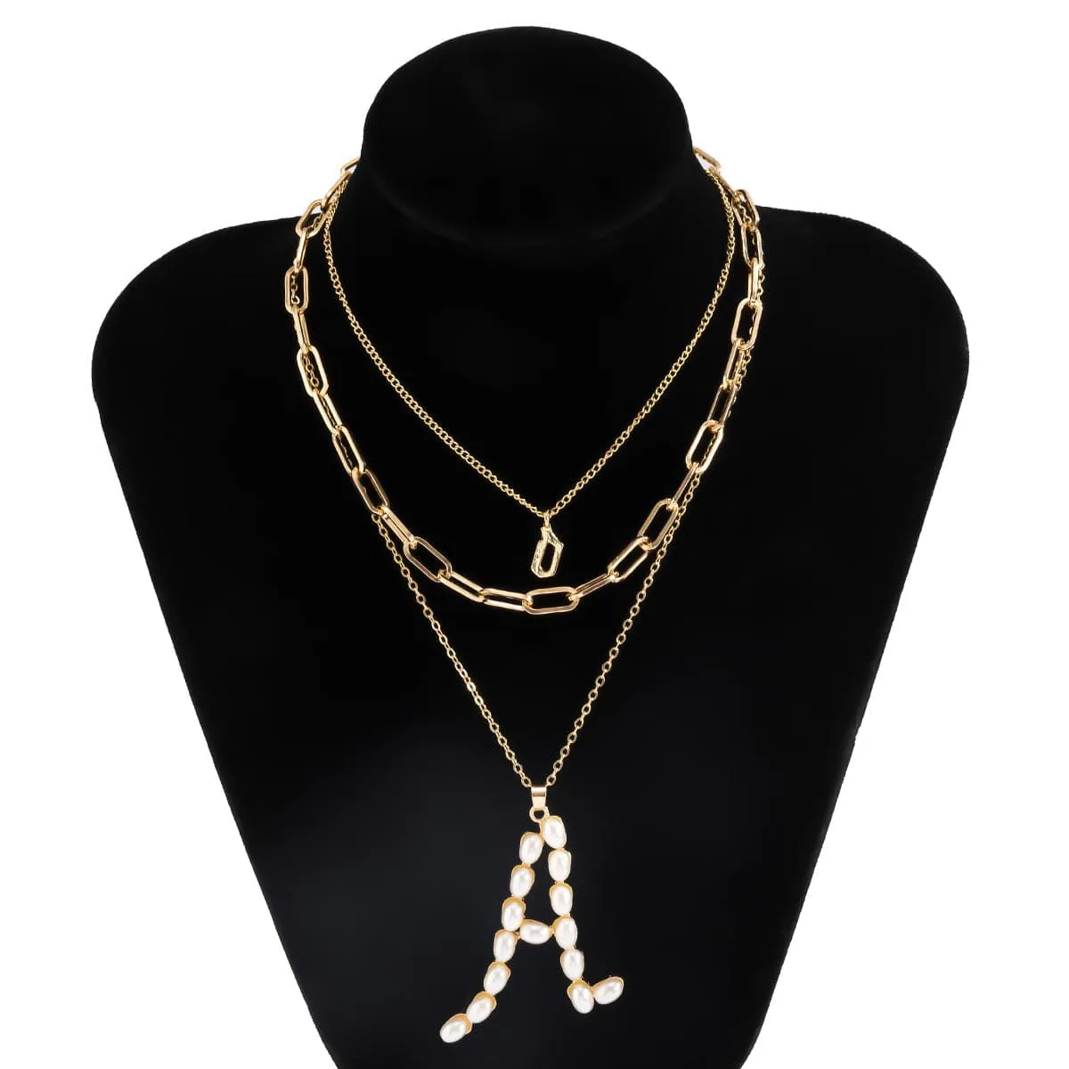 Pearl & 18K Gold-Plated 'A' Initial Pendant Necklace