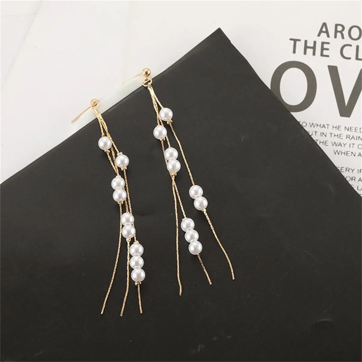 Pearl & 18K Gold-Plated Cluster Tassel Dangle Earrings