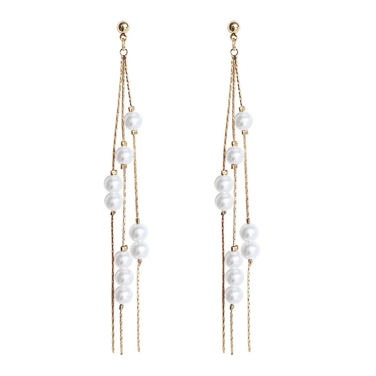 Pearl & 18K Gold-Plated Cluster Tassel Dangle Earrings