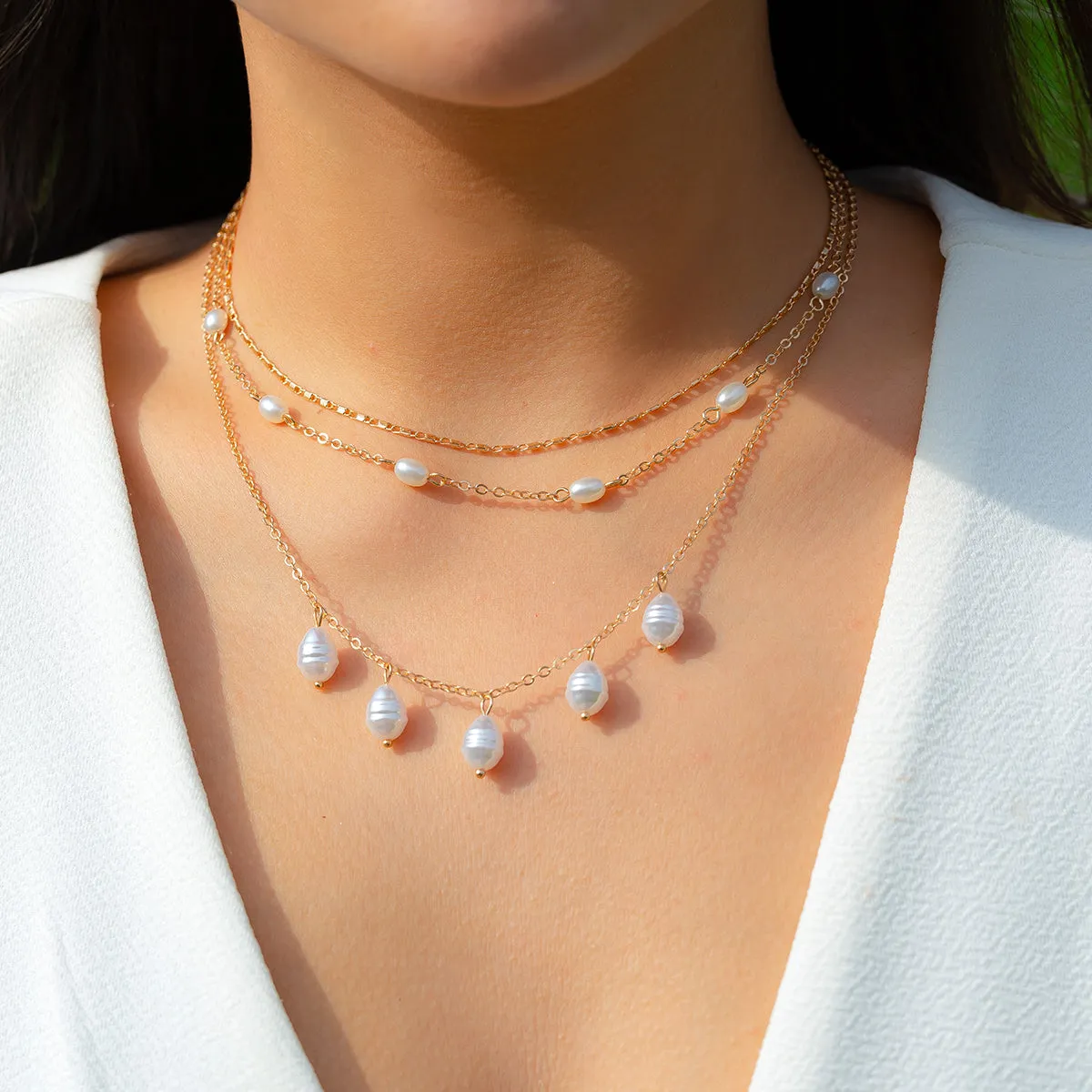 Pearl & 18K Gold-Plated Statement Necklace Set