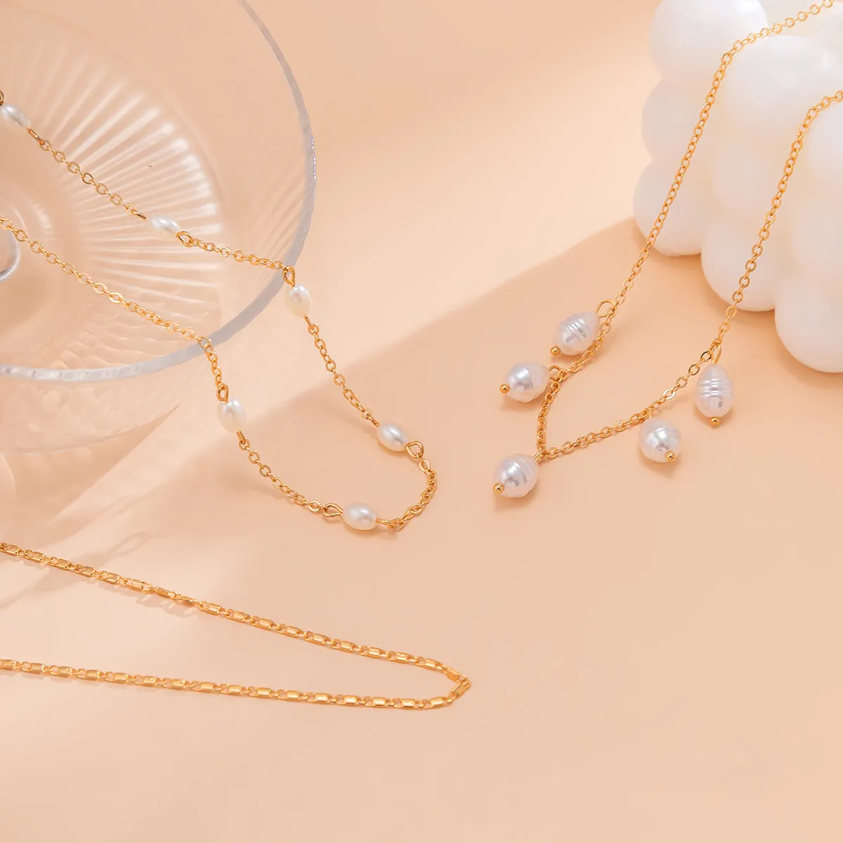 Pearl & 18K Gold-Plated Statement Necklace Set