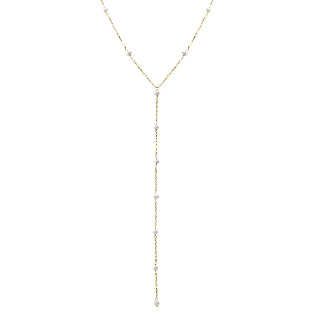 Pearl Embedded Lariat Necklace