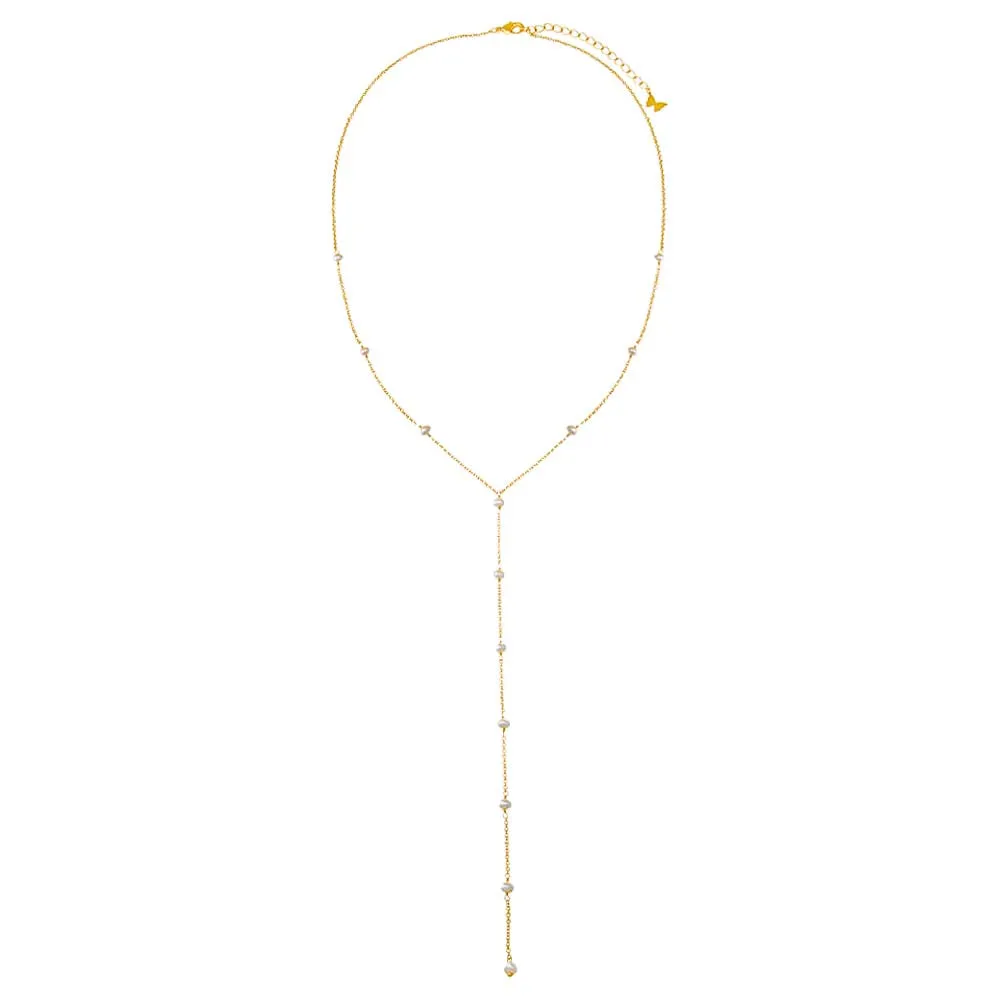 Pearl Embedded Lariat Necklace