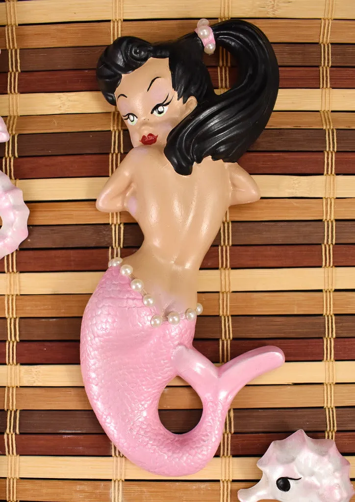 Pink Black Haired Mermaid Set