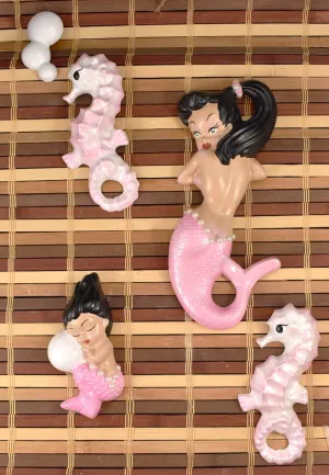 Pink Black Haired Mermaid Set