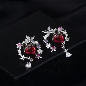 Pink Crystal & Cubic Zirconia Forest Stud Earrings
