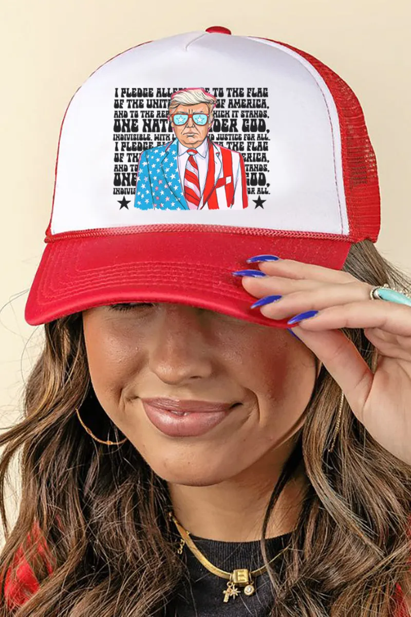 Pledge Of Allegiance Trump Foam Mesh Back Trucker Cap